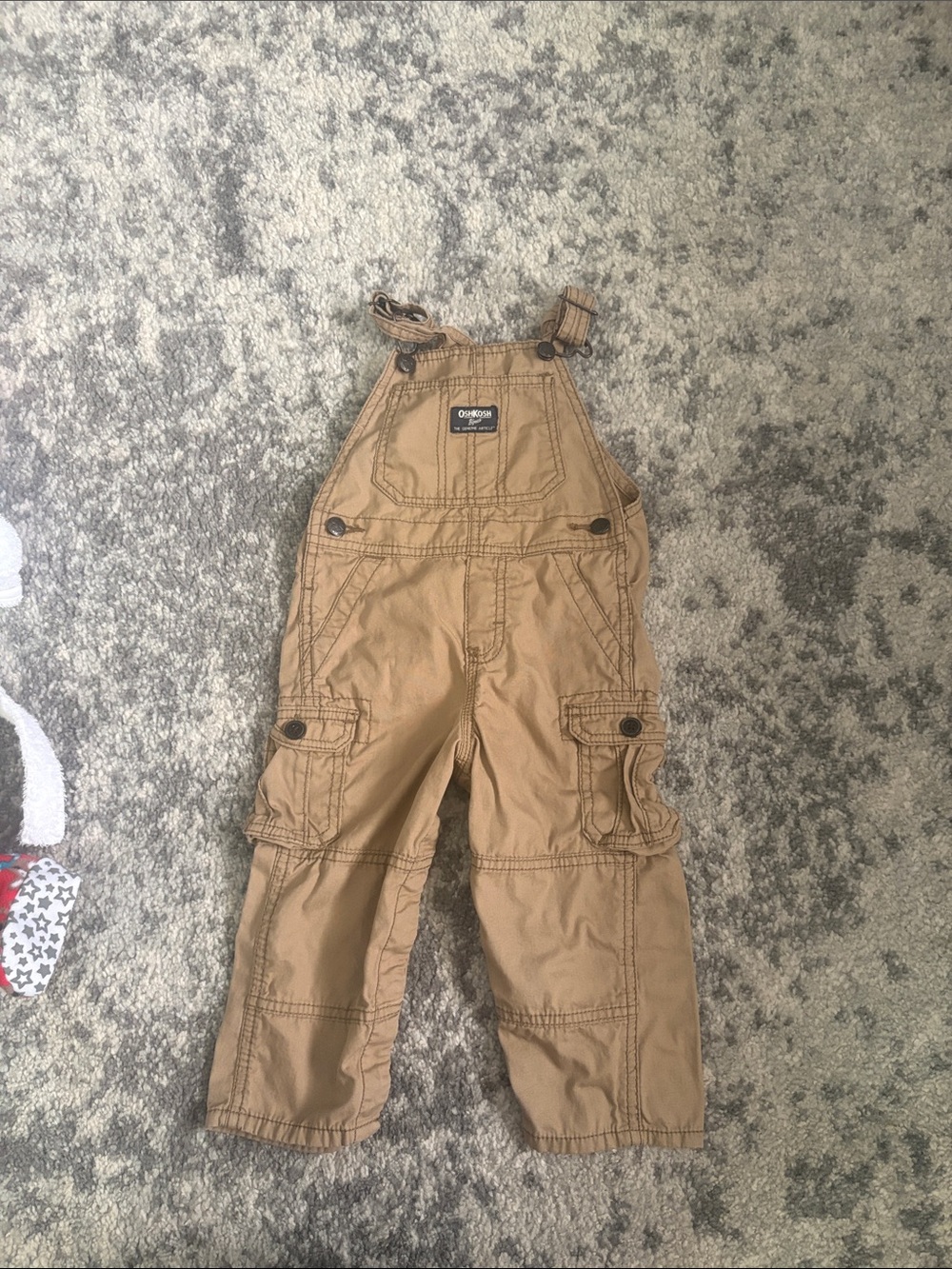 OshKosh B'gosh Tan Kids Overalls with White Trim